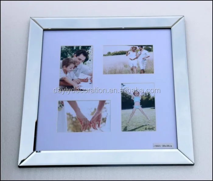 2x2 is total 4 photo picture frame with bevel mirror glass for lovers and family picture frame