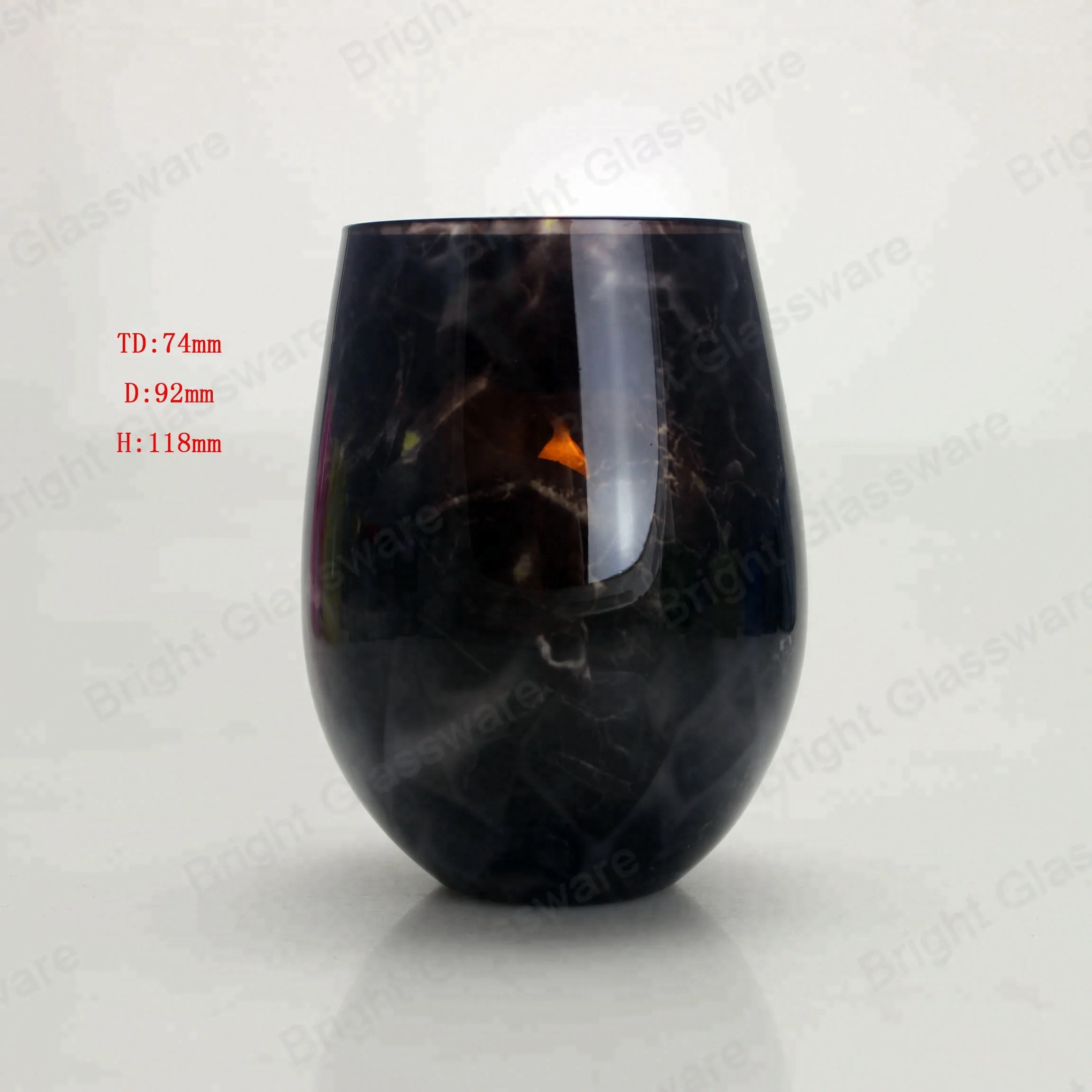 Wholesale high quality black marble natural stone custom logo candle jars holders made in china