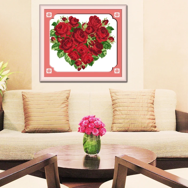 NKF DIY Embroidery Kit Textile Fabric Crafts Easy Handmade Stitch Paintings Craft Colorful Floral Pattern Cross Stitch Kit