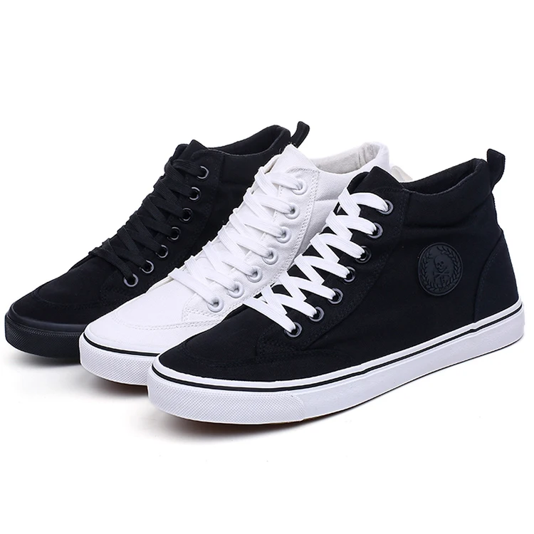 
New arrival rubber sole new model high cut canvas shoes for men 
