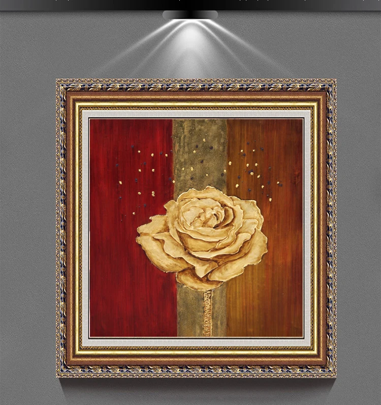 50% off  Existing samples gold foil rose flower art and craft canvas oil painting
