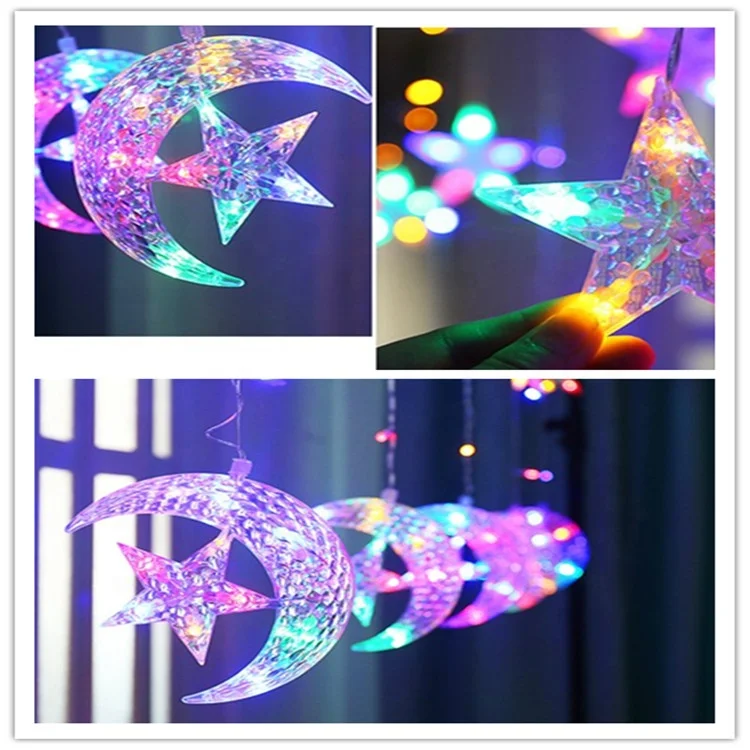 Warm white  Romantic Fairy Star Led ball Curtain String Light 110/220V for Ramadan decoration