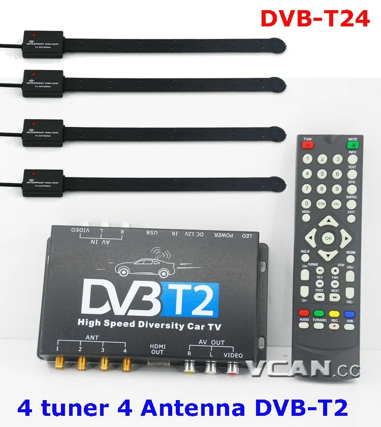 DVB-T24 Car DVB-T2 TV Receiver 4 Tuner 4 Antenna digital TV receiver High Speed DVB-T TDT automobile 160km HD four aerial FTA
