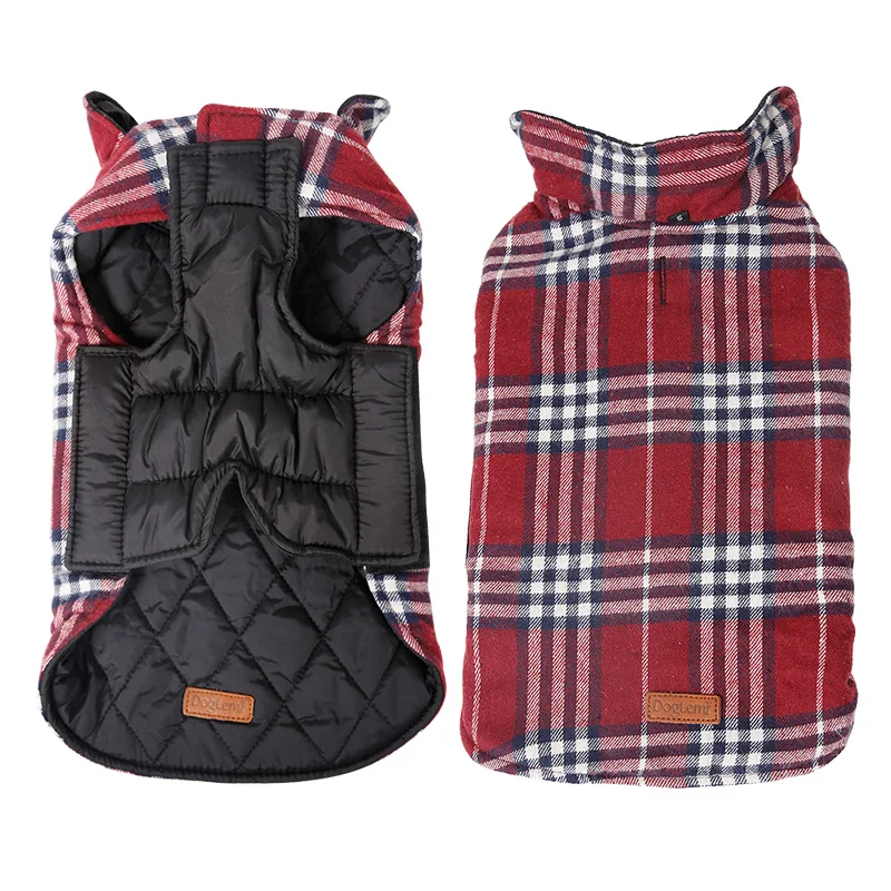 English Plaid Design Classic Dog Jacket Vest Cold Weather Winter Holiday Sweater for Dogs