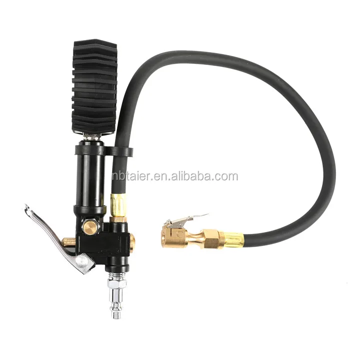 Strict Standard Chrome Plated Case Long Rubber Hose Tire Inflator Gauge