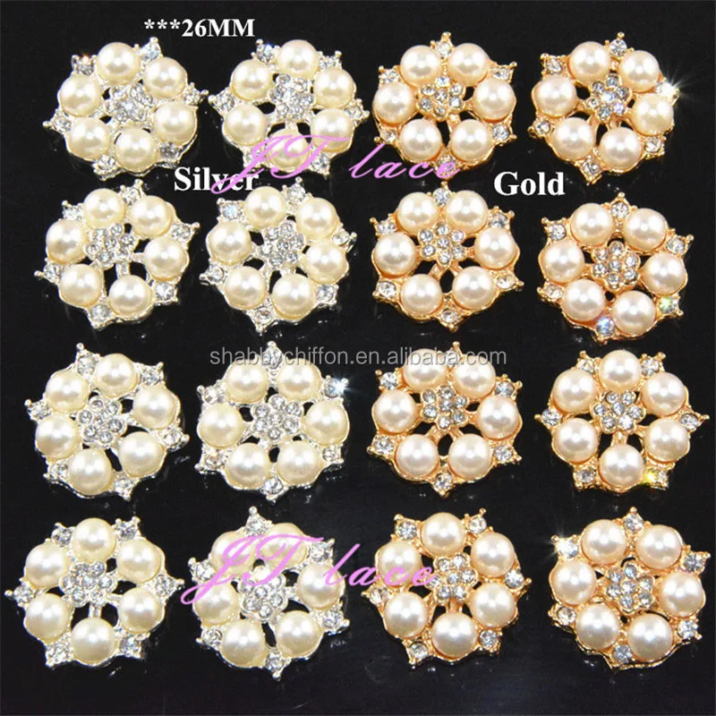 
circle shape pearl rhinestone button - 26mm 