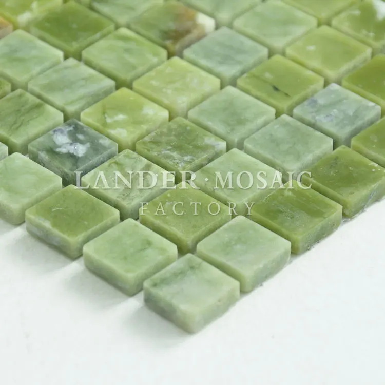 Мраморная мозаичная плитка для бассейна с зеленой матовой поверхностью