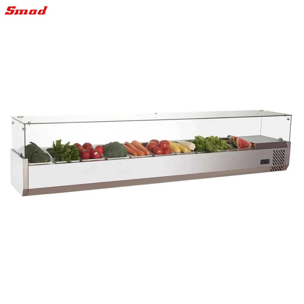 Smad High Quality Fruit Salad Display Refrigerant Bar Counter Chiller Showcase