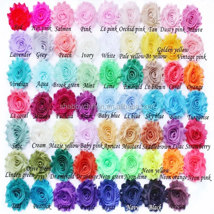
83colors wholesale shabby flower rosette chiffon shabby flowers trim wholesale for headbands--chiffon flower(83colors selection) 