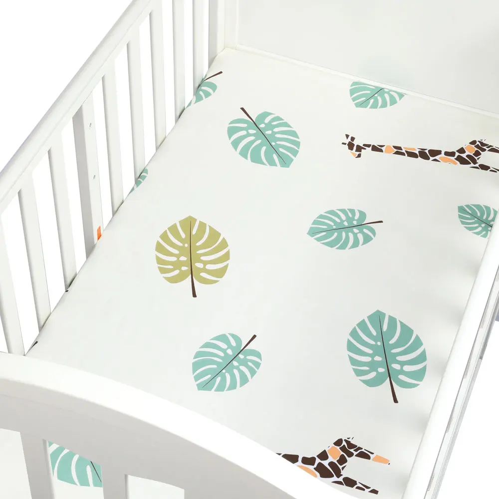 100% Organic Cotton Comfortable Fitted Crib Sheet Soft Baby Bed Sheet