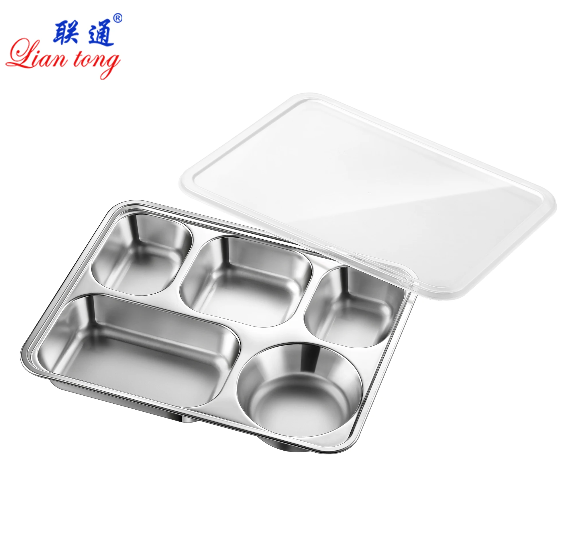 Stainless steel fast food tray plate school lunch tray container compartments