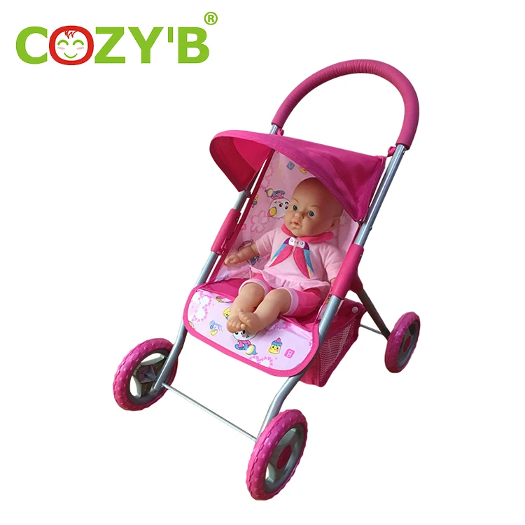 factory wholesale Plastic lovely children baby doll carriage