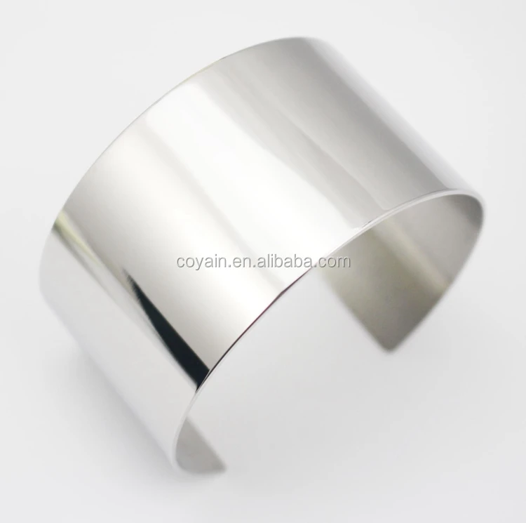 Stainless Steel Metal Cuff Bracelet Blanks silver Plain Cuff Bracelet