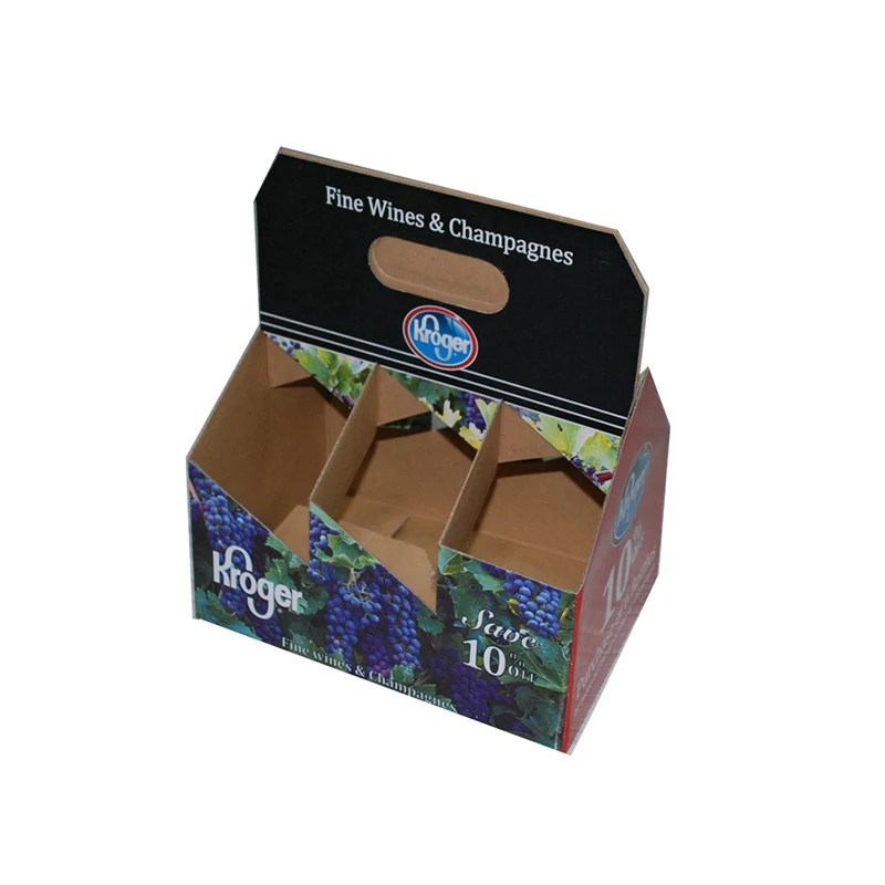 Full printing recyclable  2 4 6 Pack Paper Beer Carrier Box With Handle