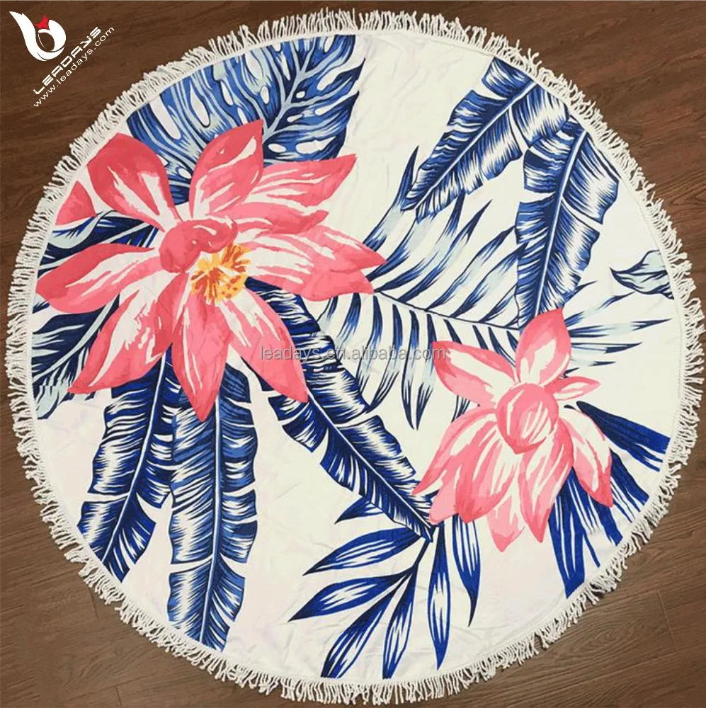 Мода круглый пляжное полотенце из микрофибры пользовательские тканые текстильные пляжное покрывало