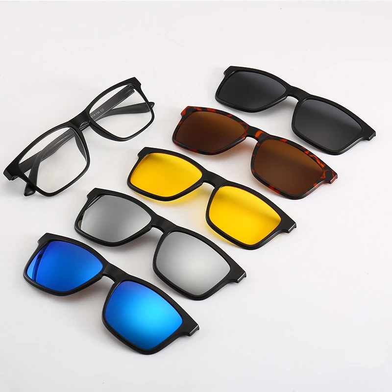 Sport Outdoor Eyeglass Frames 5 Pack Sunglasses Polarized Magnetic Clip on Glasses