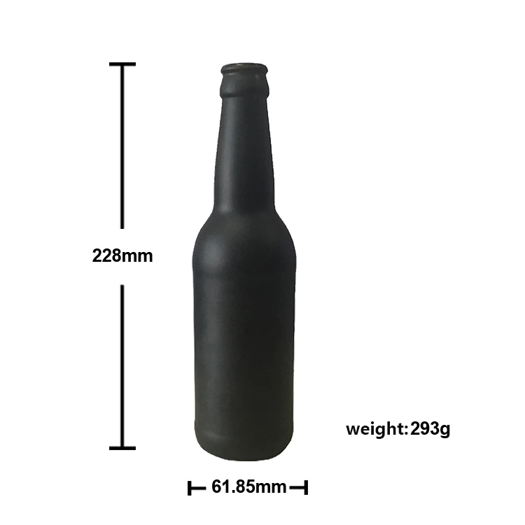 330ml  matt black beer bottle for sale custom  logo  size  painted glass beer bottle CY-1158