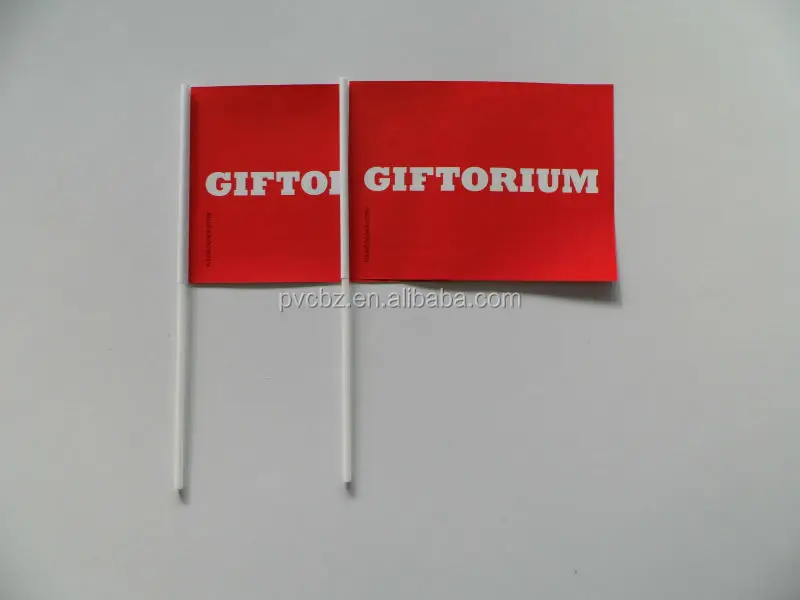 Paper Hand Rainbow Flag With Plastic Pole