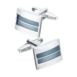 Simple Square Indigo Enamel Cufflinks for Mens