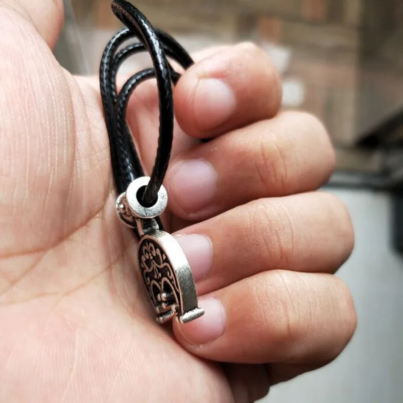 Men Viking Rune Hammer Amulet Scandinavian Odin Symbol Knot Necklace Metal Chain Necklace Double Side