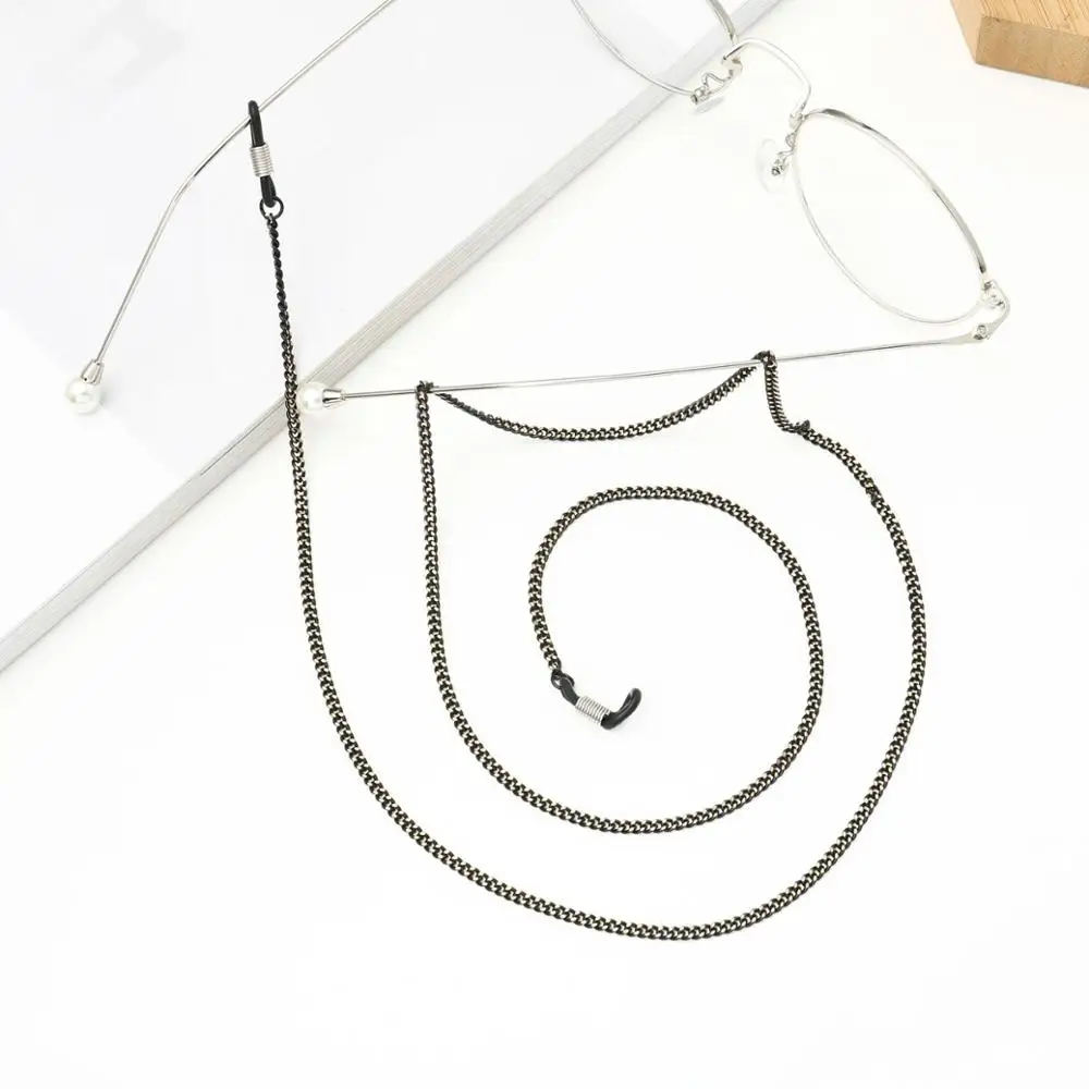 Fashion simple sunglasses with your logo black chain sunglasses with glasses chain