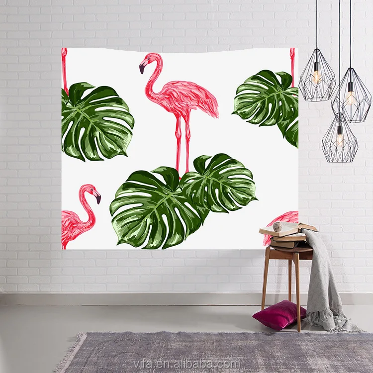2017 3D Print Stylish Pattern Palm Leaves Flamingo Bedroom Living Room Wall Hanging Tapestry