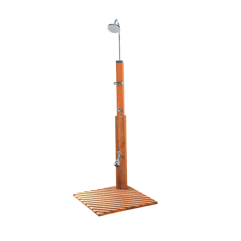 Outdoor wood shower stand