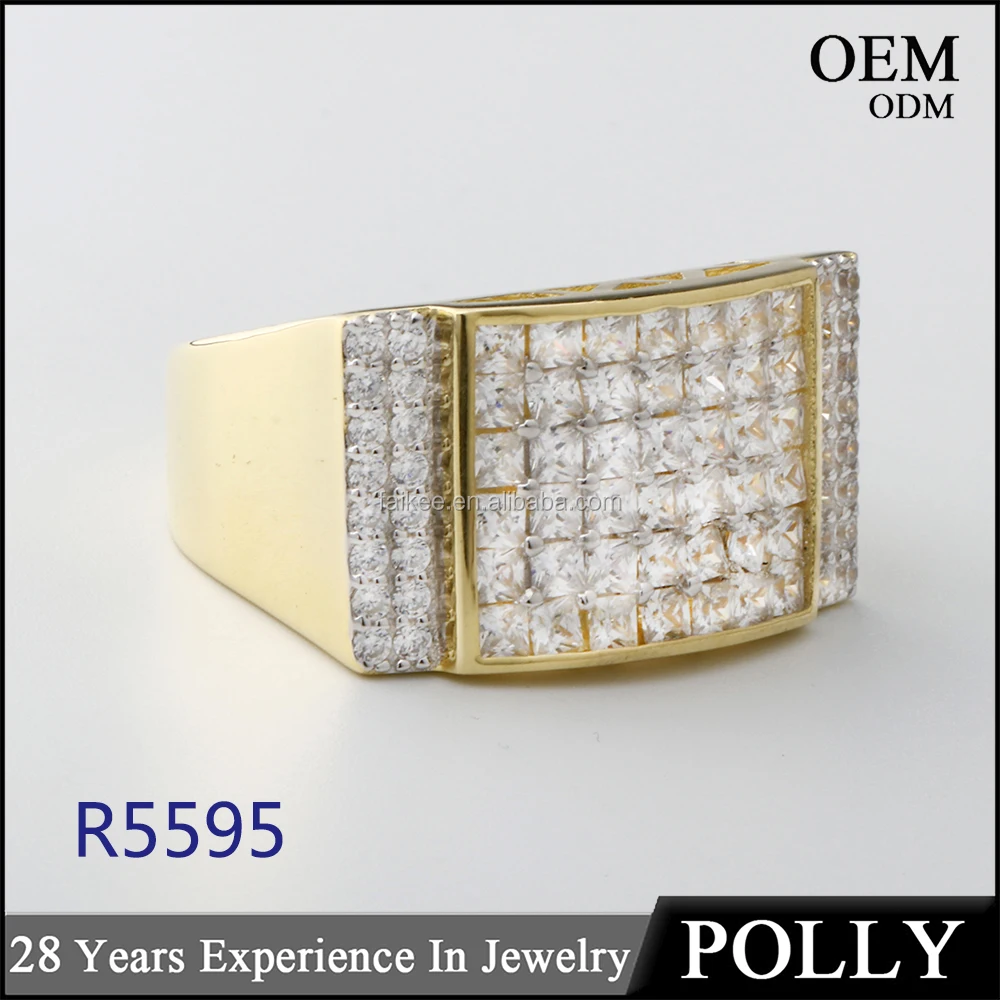 
Hot Selling hip hop 14k gold jewellery men ring silver 925 