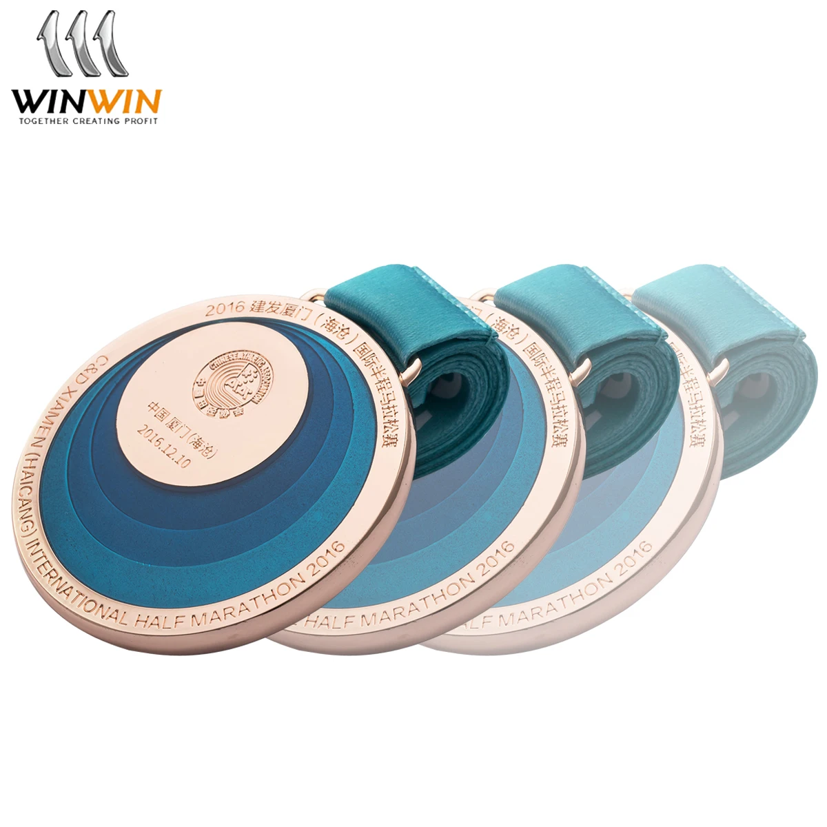 Rose Gold Blue Metal Medal Gift Custom swimming  cheap sports medals