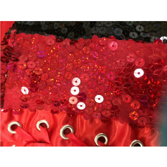 Sexy Clown Cosplay Costume Sequins Strapless Back Lace-Up Catsuit Lingerie Halloween Costume