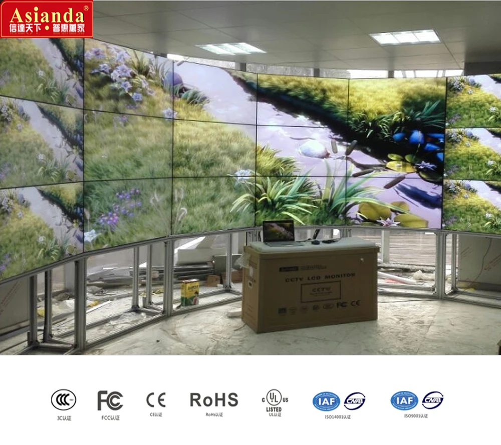 49inch panel 3.5mm narrow bezel UHD resolution lcd video wall monitor 0.88 mm Commercial LCD Screen Display
