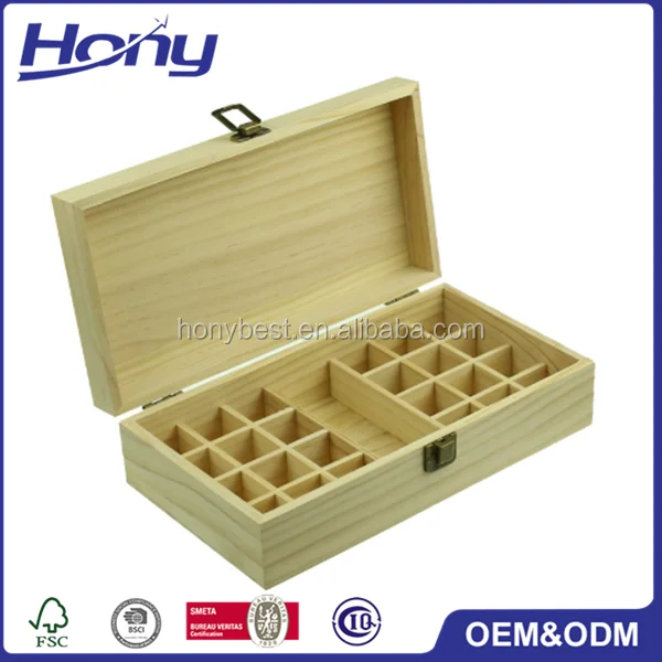 25 Grids Wooden Essential Oil Box with Removable Dividers Perfume Oil Roller Bottles Amber Bottles Display & Storage Containers