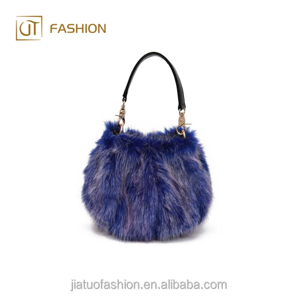 New Fashion jtfur pure color classic fox fur jelly bag sets luxury faux fur dual use wholesale women crocodile handbag