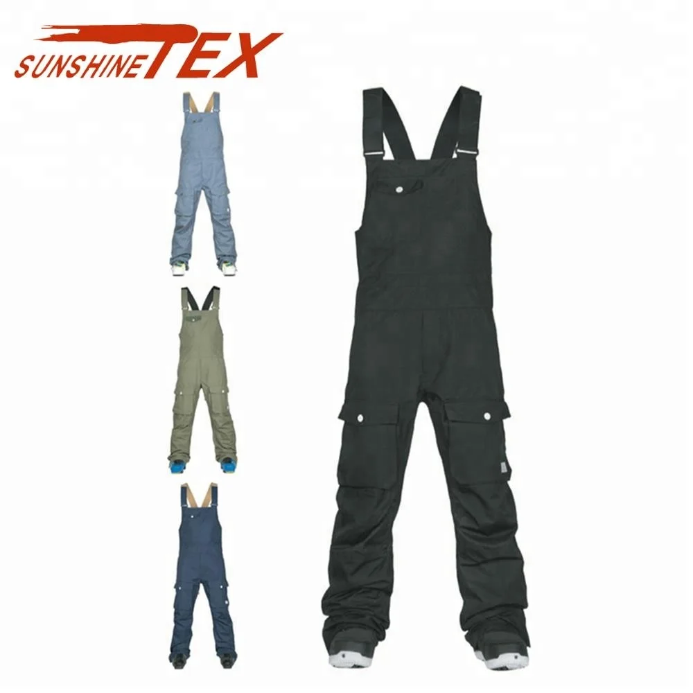 Men Ski Trousers Windproof Outdoor Pant High Waist Pants Suspender Trouser