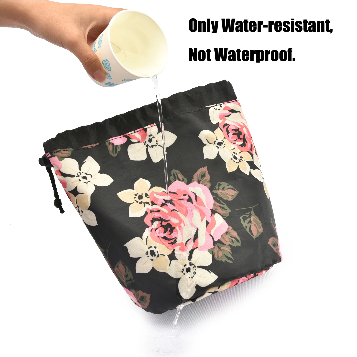 Lokass Soft Lazy Travel  Round Drawstring Makeup Pouch Round Cosmetic Bag For Women Girls