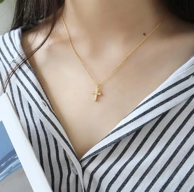 2018 Newest sterling silver gold cross necklace for women