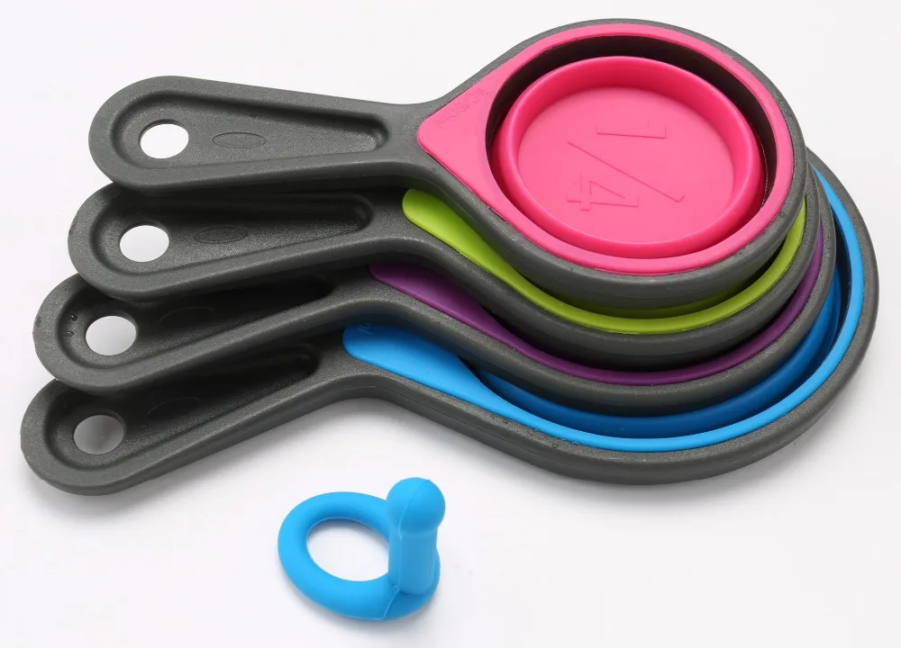 promotion Portable Collapsible Silicone Measuring Cup Spoons