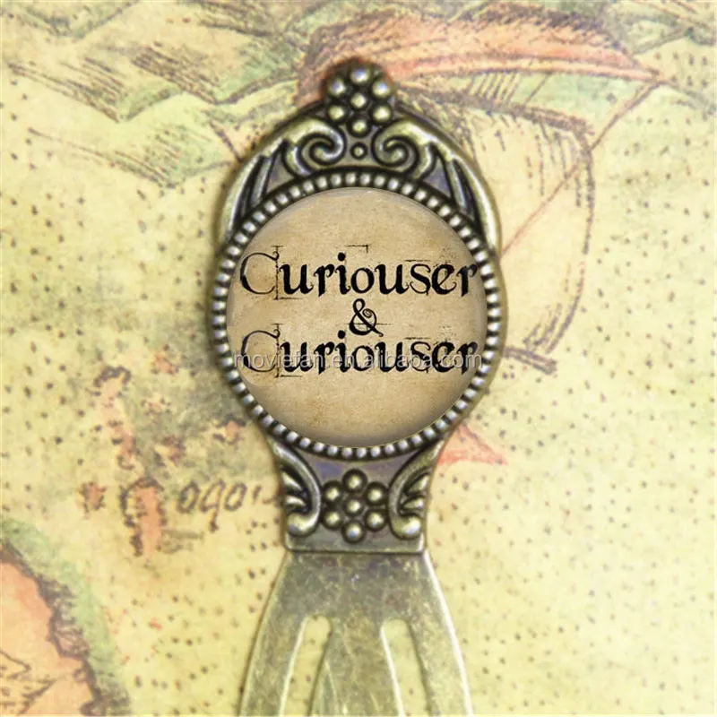 Alice bookmark, Curiouser and Curiouser Book Quote Fairy Tale Art bookmark Alice In  print glass bookmark