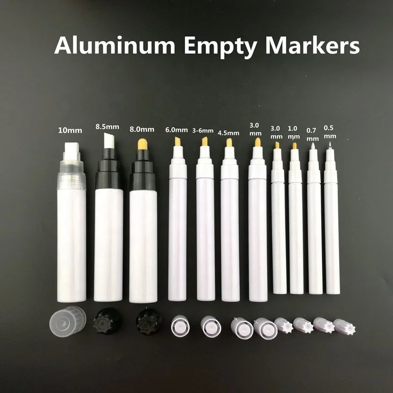 Aluminum Tube Cotton Core Accessories Empty Paint Marker Pen Whiteboard Paint Empty Pen Hot Sale 4.5MM Chisel Nib Marker