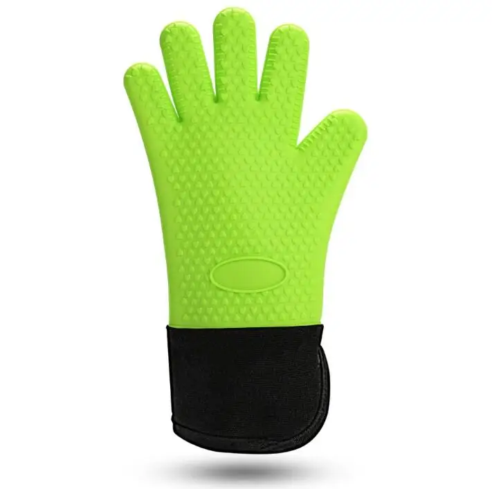 Фабричные термостойкие Водонепроницаемые силиконовые варежки для барбекю и кухни