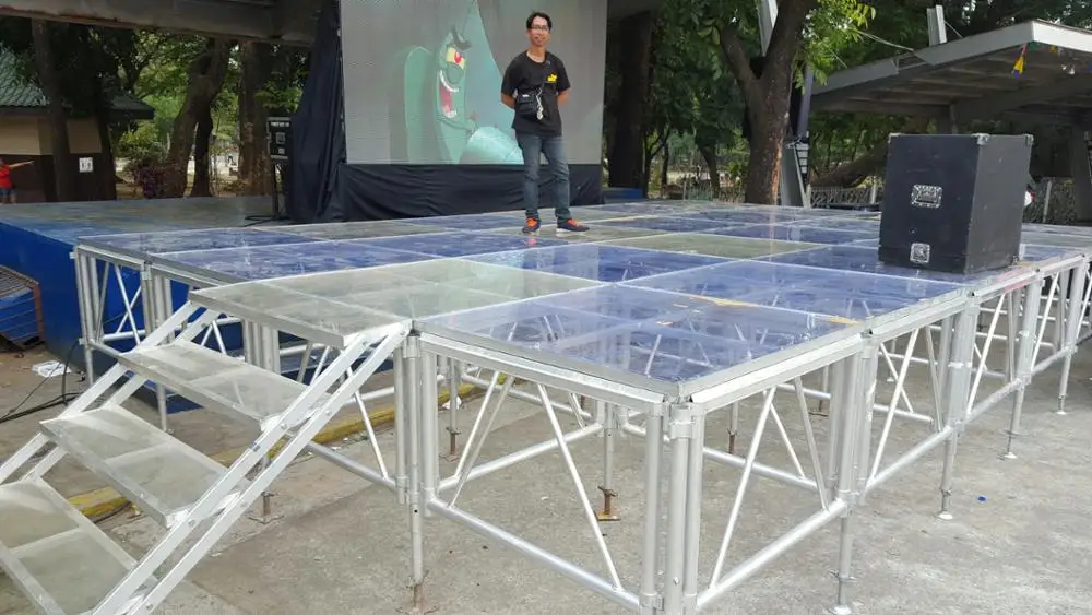 Outdoor Aluminium Clear Acrylic Glass Wedding Party Stage Portable DJ Concert Lighting Exhibition Event Stage Platform