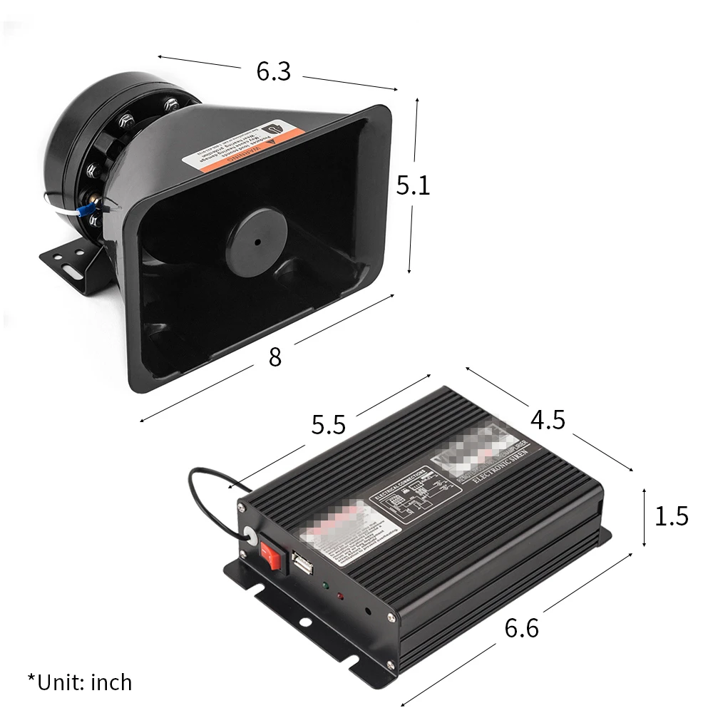 200W police siren electronic remote control wireless power amplifier with speaker