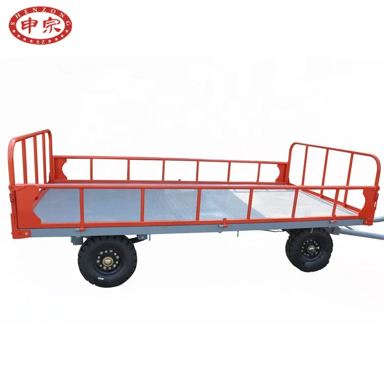 forklift tow airport cargo trailer platform trailer with rail for sale