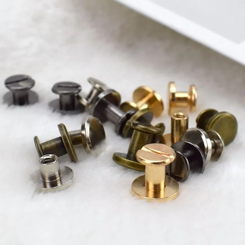 Meetee BF007 5-8mm Account Book Rivet Handbag Strap Accessories Bag Chain Screws Decor Flat Nail Rivet Ring Buckle Studs