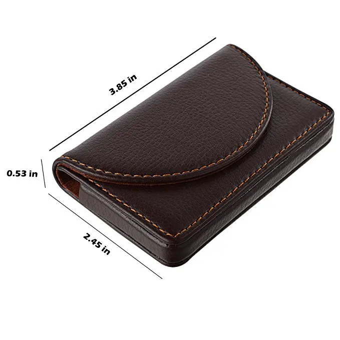 Leather Business Card Cases Holder with Magnetic Shut , Name Card Case for Men or Women