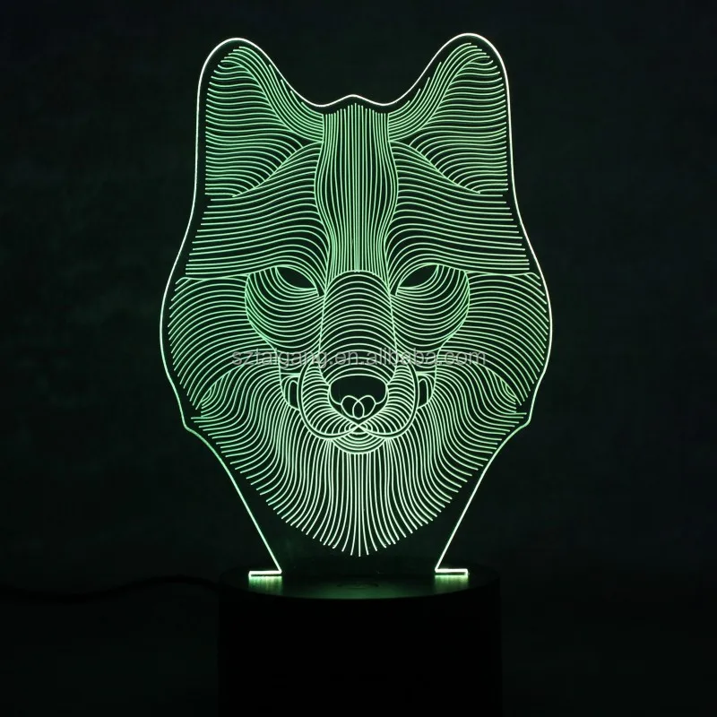 Животные Волк 3D светодиодный ночник 7 цветов меняющие свет с акриловой плоской