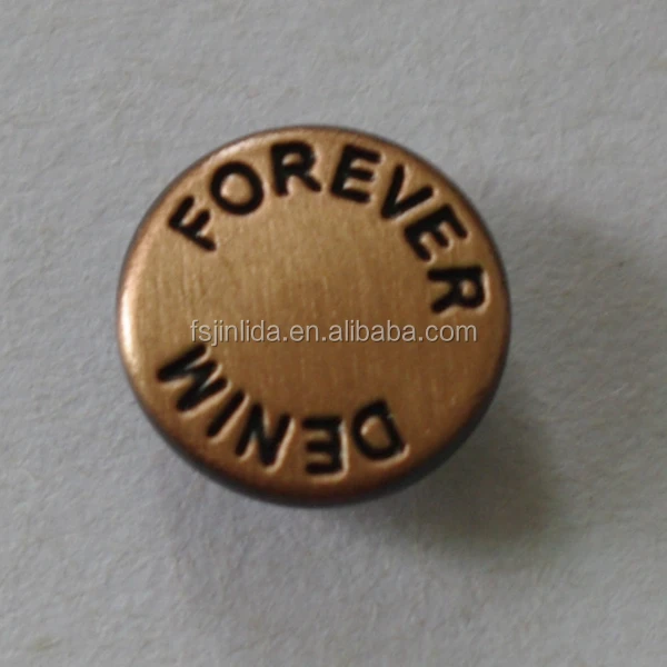 
9mm anti brass brushed color metal badge jeans rivet 