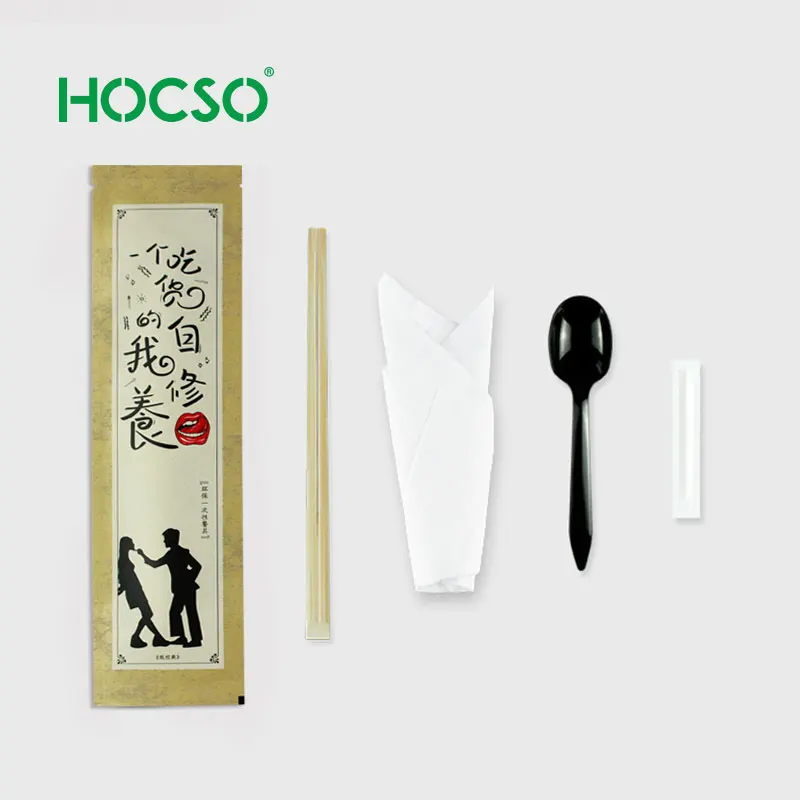 Free design disposable cutlery package recycling cutlery custom cutlery set paper bag
