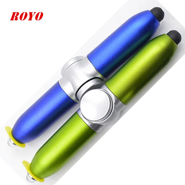 Novelty funny unique 4 in 1 promotional gyro toy spinner fidget pen mini stylus screen ballpoint pen with led light