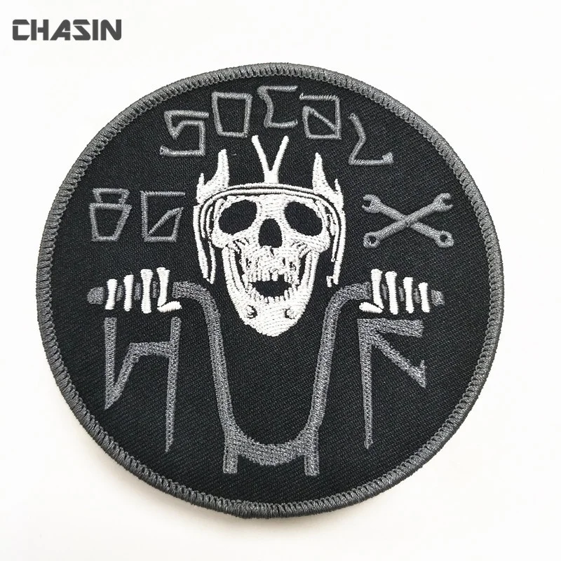 Cheap custom your own big embroidery vest back patch with iron on backing